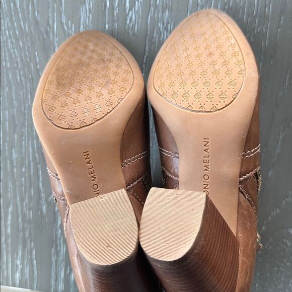ANTONIO MELANI HARLEN Brown Leather Ankle Boots Block Heel Versatile Size 6 EUC - Picture 8 of 12